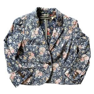 Anthropologie Daughters Of The Liberation Floral Blazer Sz 8 Linen Blend